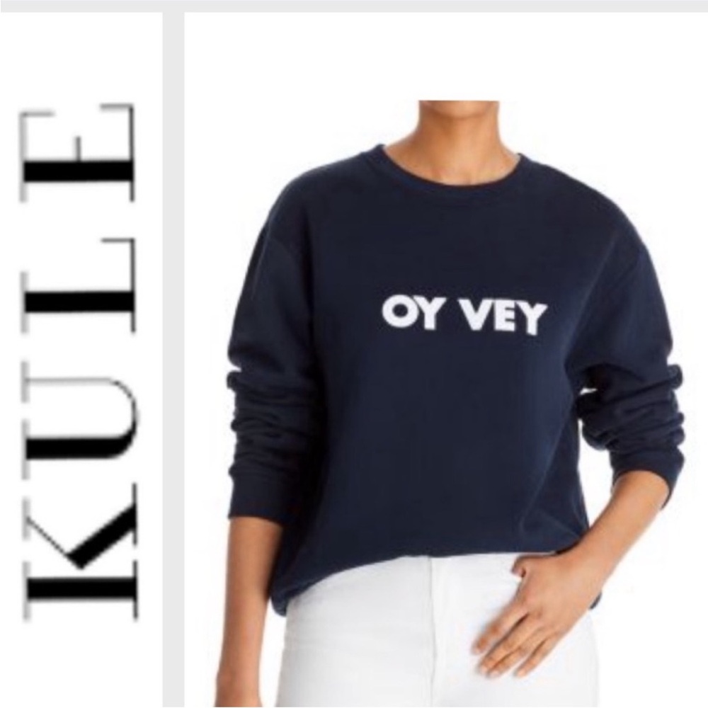KULE Navy 'OY VEY' Crew Neck Sweater